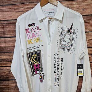 Karl Lagerfeld Button down Long Sleeve Shirt Size Medium with Tags
